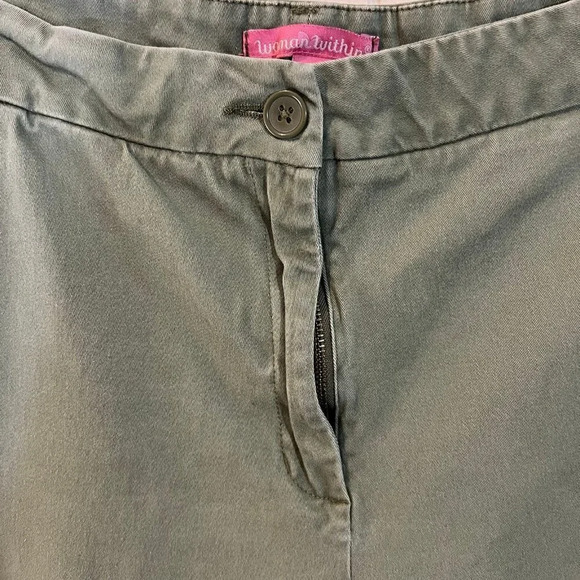 Woman Within Sage Green Pants Plus Size 22W Stretch Cotton Solid Pattern Pockets - Picture 9 of 9